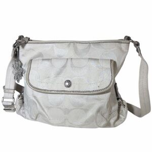 Coach Silver and Cream Crossbody Bag
